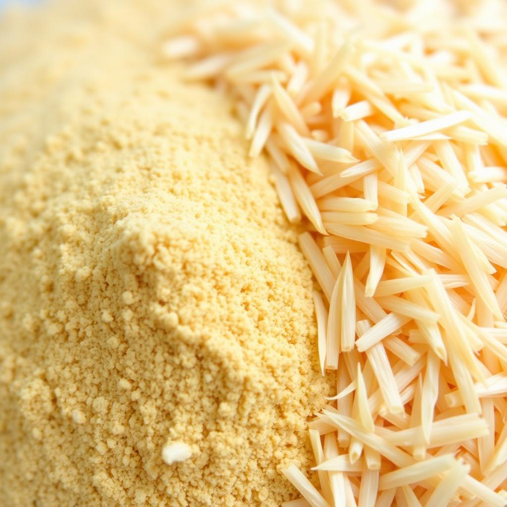 Rice bran powder and rice husk chaff